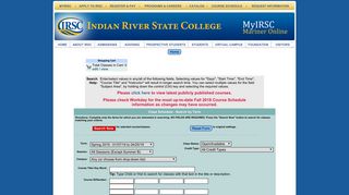Indian River State College - Schedule of Classes Search