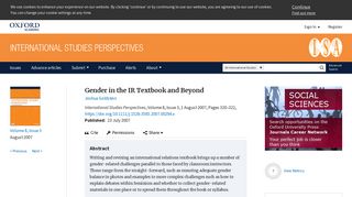 Gender in the IR Textbook and Beyond | International Studies ...