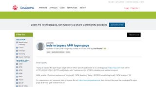 Irule to bypass APM logon page - F5 DevCentral - F5 Networks