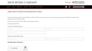 Merchant Portal Registration Form - ShopIrvineCompany.com