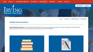 Student Resources / Student Page - Irving ISD