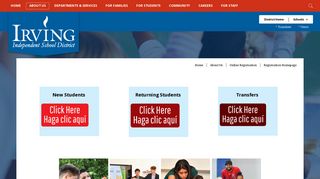 Online Registration / Registration Homepage - Irving ISD