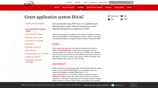Grant application system ISAAC - Nwo
