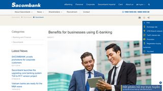 Benefits for businesses using E-banking - Sacombank