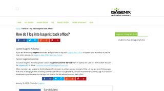 Isagenix Back office login - Update or cancel Isagenix autoship