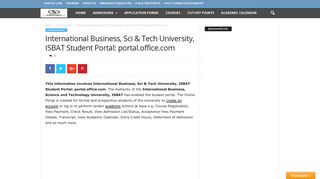 International Business, Sci & Tech University, ISBAT Student Portal ...