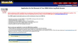Login for Application for the Renewal of Your ISBN Online Log Book ...