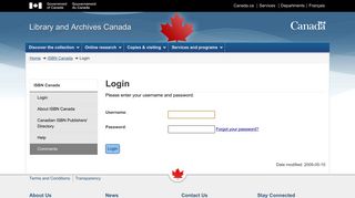 Login - ISBN Canada - Library and Archives Canada