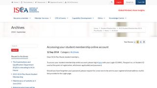 Accessing your student membership online account | ISCA