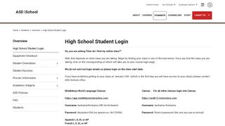 Overview / High School Student Login - Anchorage