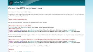 Connect to iSCSI targets on Linux | Allan Feid