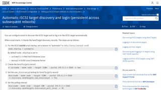Automatic iSCSI target discovery and login (persistent across ... - IBM