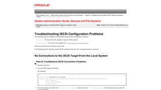 Troubleshooting iSCSI Configuration Problems - Oracle Docs