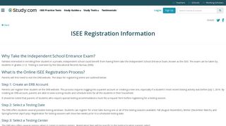 ISEE Registration Information - Study.com