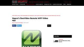 Napco Security Technologies Napco's iSeeVideo Remote WiFi Video ...