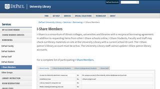 I-Share Members | Borrowing | Services | DePaul University Library ...