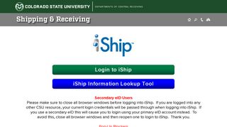 CSU iShip Login | Departments of Central Receiving