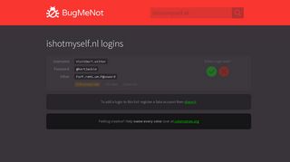 ishotmyself.nl passwords - BugMeNot