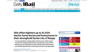 ISIS offers fighters $1,500 starter home bonus and free honeymoon ...