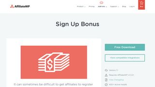 Sign Up Bonus - AffiliateWP