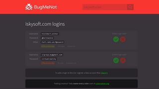 iskysoft.com passwords - BugMeNot