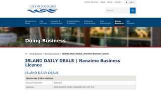ISLAND DAILY DEALS | Nanaimo Business Licence | City of Nanaimo