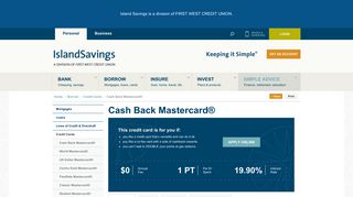 Island Savings - Cash Back Mastercard®