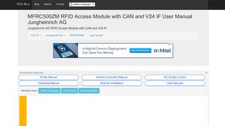MFRC500ZM RFID Access Module with CAN and V24 IF User Manual ...