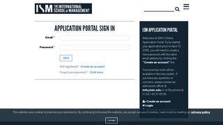 Application Portal - Sign in - International School of Management