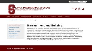 Harrassment and Bullying - Isaac L Sowers Middle School