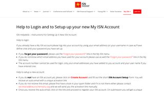 Help to Login and to Setup up your new My ISN Account - ISN