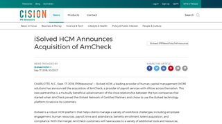 iSolved HCM Announces Acquisition of AmCheck - PR Newswire