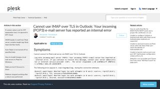 Cannot use IMAP over TLS in Outlook: Your incoming (POP3) e-mail ...