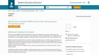 ISPC | Complaints | Better Business Bureau® Profile