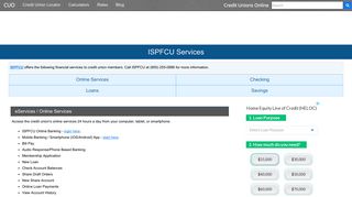 ISPFCU Services: Savings, Checking, Loans - Credit Unions Online