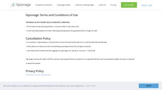 iSpionage Terms and Conditions