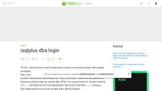 isqlplus dba login - IT Toolbox
