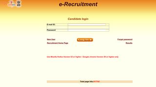 Candidate login page