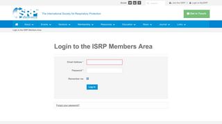 International Society for Respiratory Protection | Members Login - ISRP