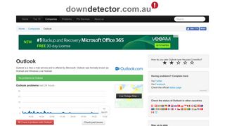 Outlook down? Current outages and problems | Downdetector