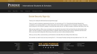 Social Security Sign-Up - (ISS), Purdue - Purdue University