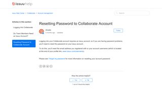 Resetting Password to Collaborate Account – issuu Help Center