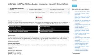 iStorage Bill Pay, Online Login, Customer Support Information