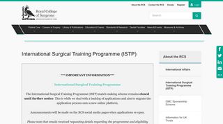 International Surgical Training Programme (ISTP) — Royal College of ...