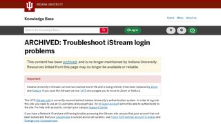 Troubleshoot iStream login problems