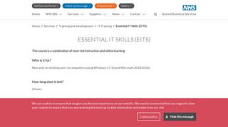 NHS SBS Corporate - Essential IT Skills (EITS)