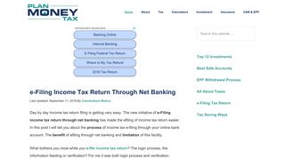 How To e-File Income Tax Return Through Net Banking - PlanMoneyTax