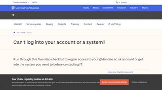 Cant Login : It : University of Dundee