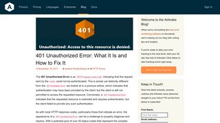 401 Unauthorized Error: What It Is and How to Fix It - Airbrake