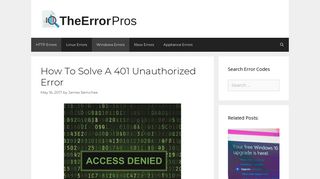 How To Solve A 401 Unauthorized Error | The Error Code Pros